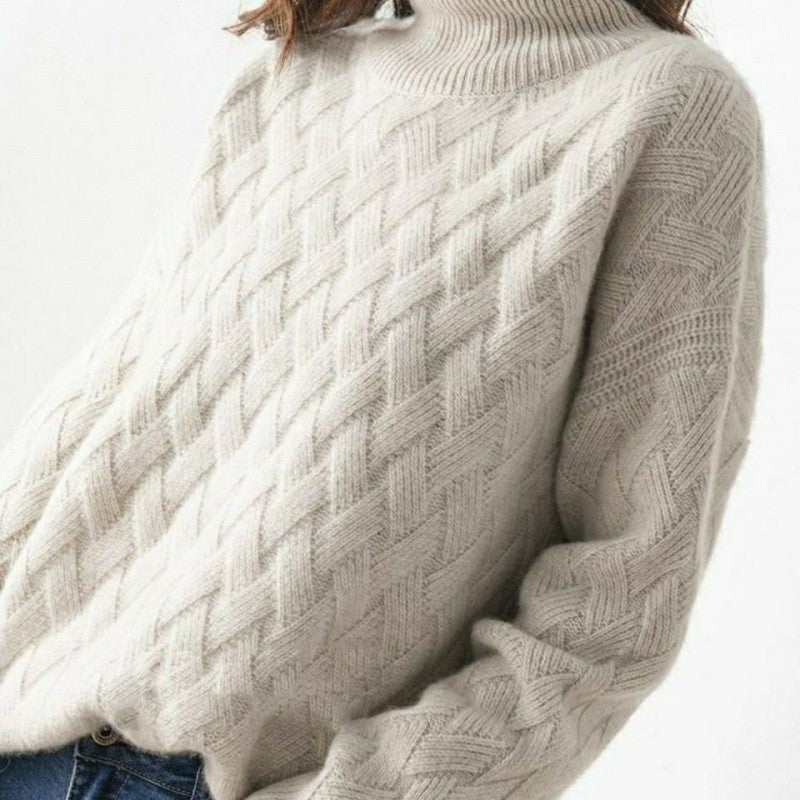 Pull Turtleneck Femme, Tricot Épais Automne